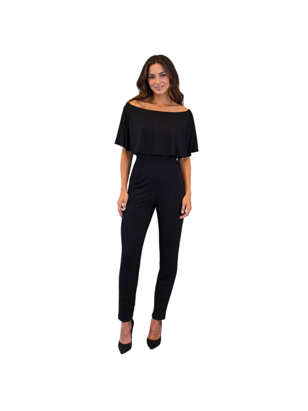 Asos Black Off Shoulder Jumpsuit Sz 8 Elegant overlay Stretch versatile comfort